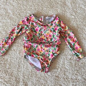 Nicole Miller Floral Long Sleeve Swimsuit Sz2t